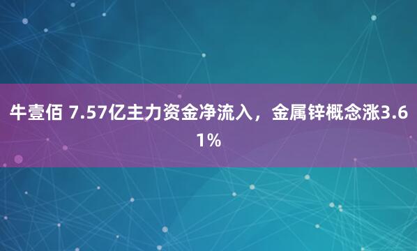 牛壹佰 7.57亿主力资金净流入，金属锌概念涨3.61%